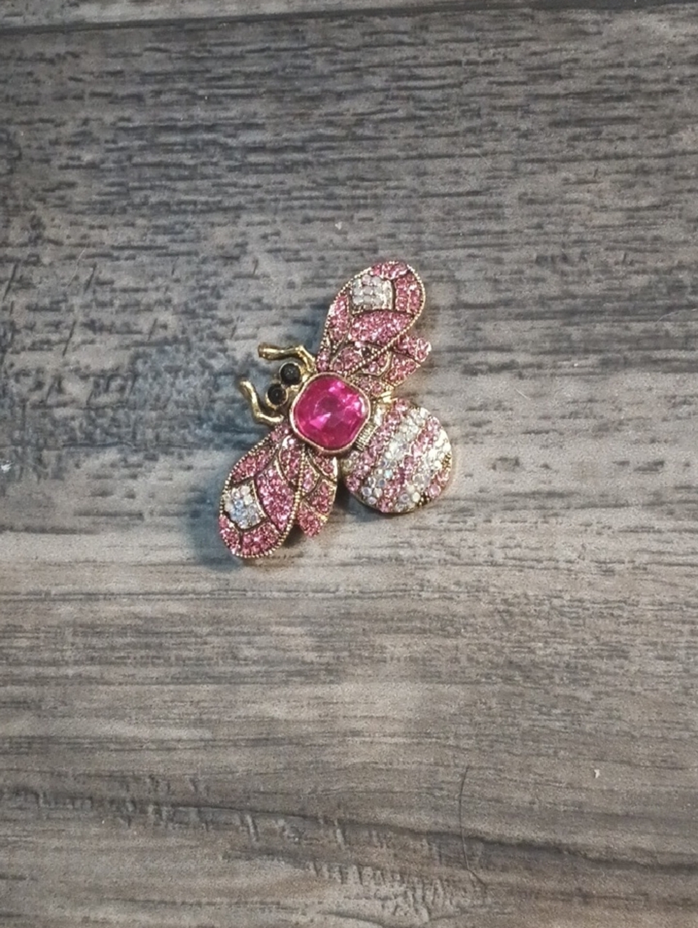Pink Crystal Bee Brooch - Elegant Women's Jewelry - Picture 5 of 5